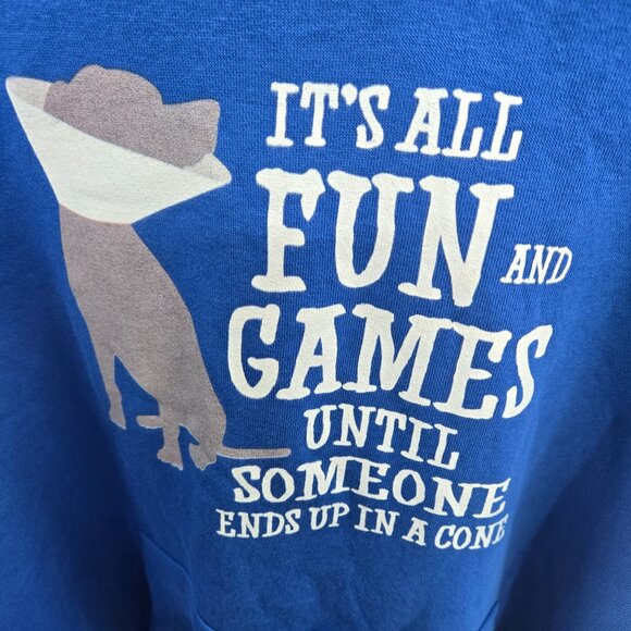Lane Seven Blue Dog Cone Humor Hooded Sweatshirt Size XL - Picture 2 of 12
